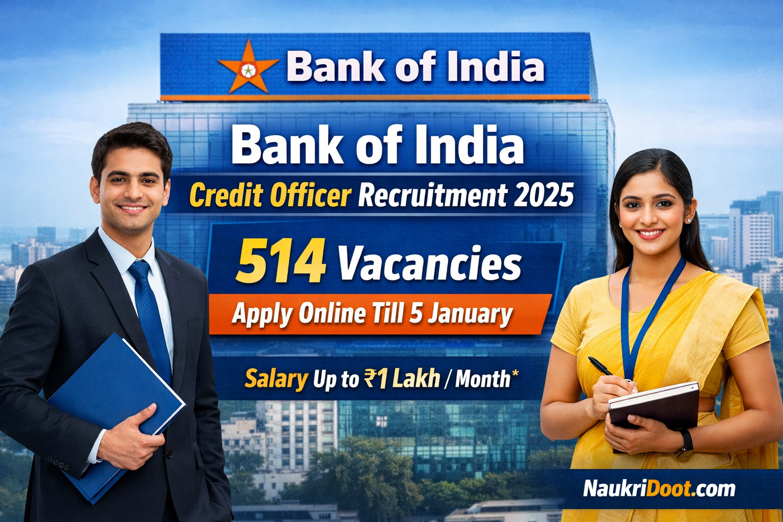 Bank of India Recruitment 2025 for 514 Credit Officer posts