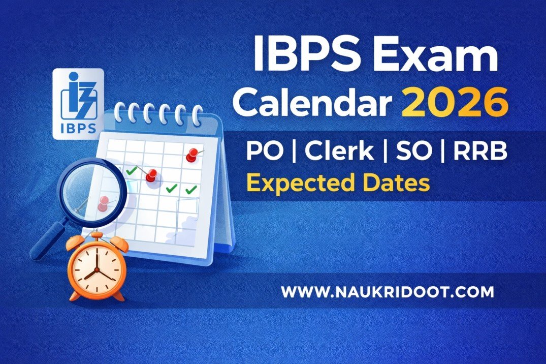 IBPS Exam Calendar 2026 showing expected dates for PO Clerk SO and RRB exams