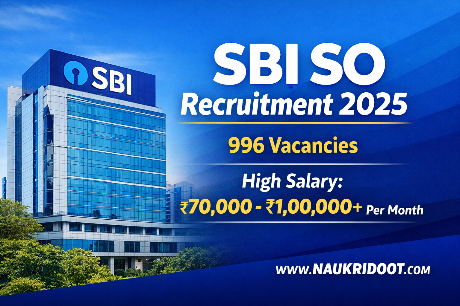 SBI SO Recruitment 2025 apply online for 996 specialist officer posts