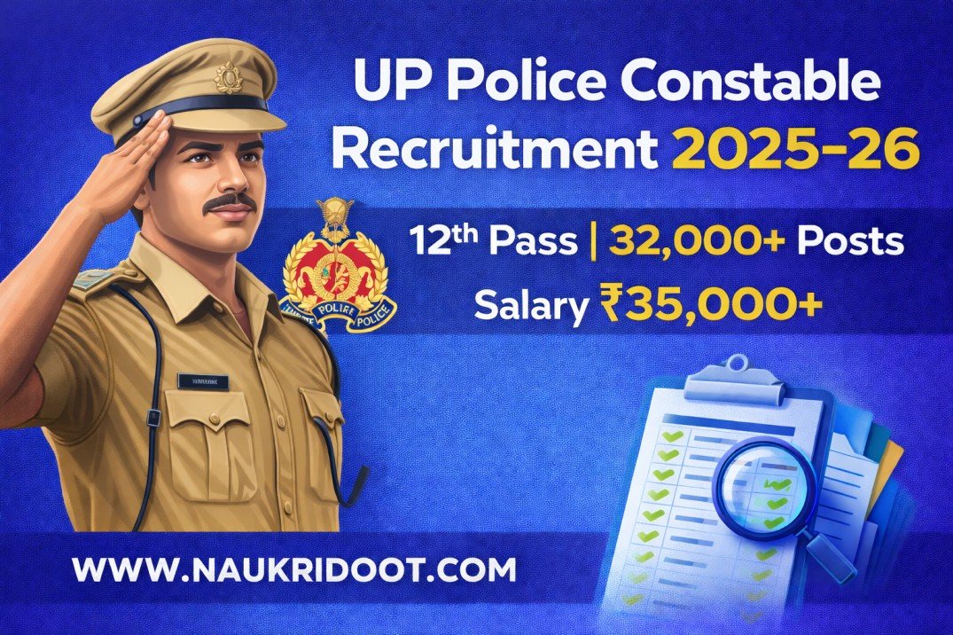 UP Police Constable Recruitment 2025-26 for 12th pass candidates with salary up to 35000
