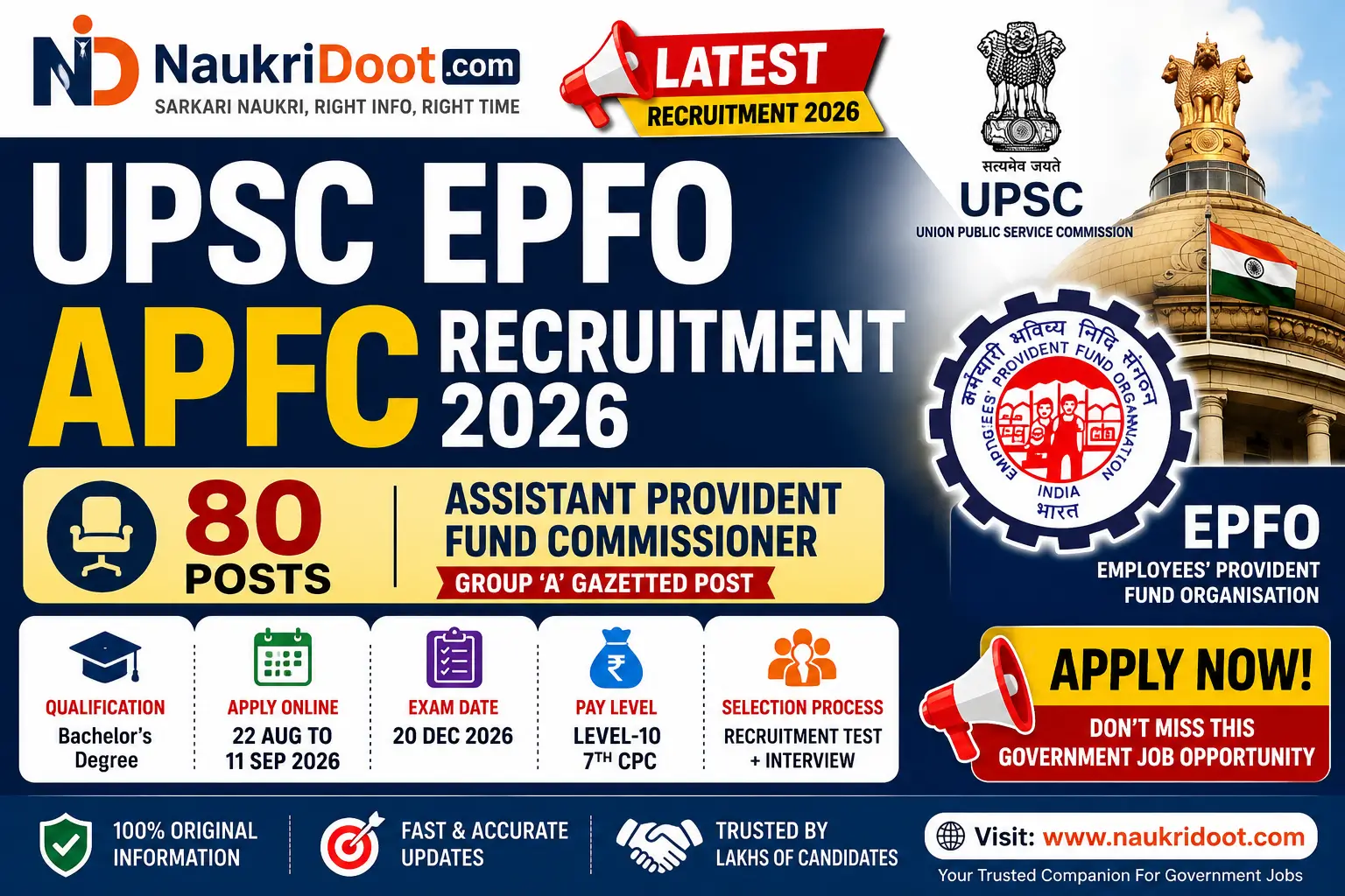 UPSC EPFO APFC Recruitment 2026 – 80 Posts