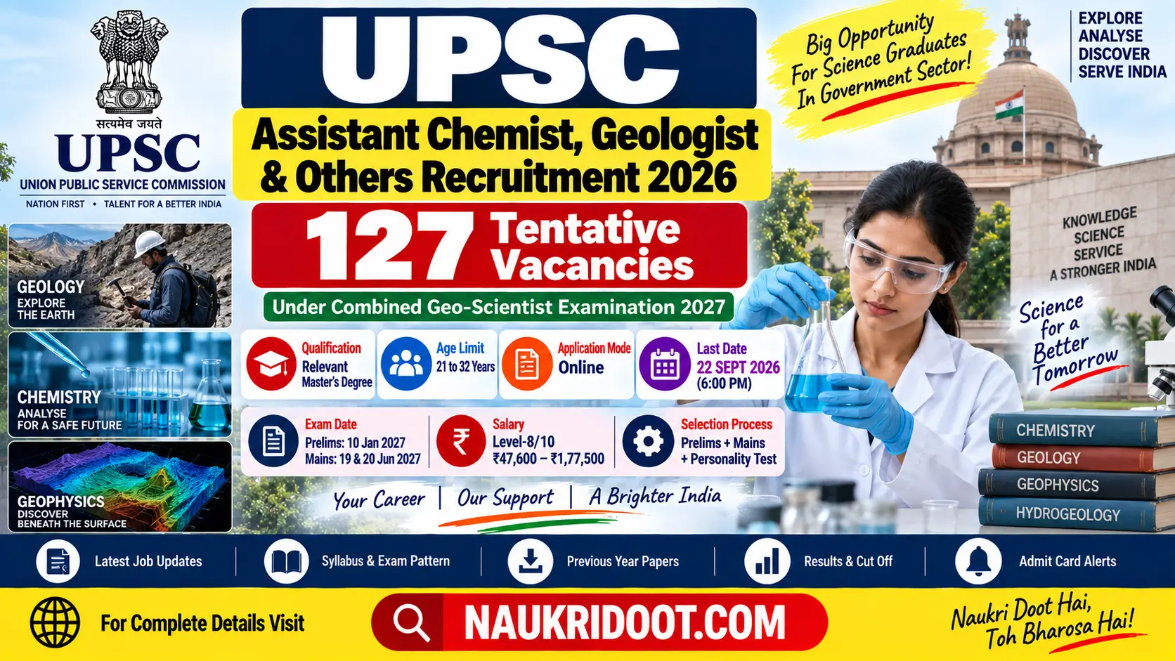 UPSC Assistant Chemist Geologist Recruitment 2026 – 127 Vacancies